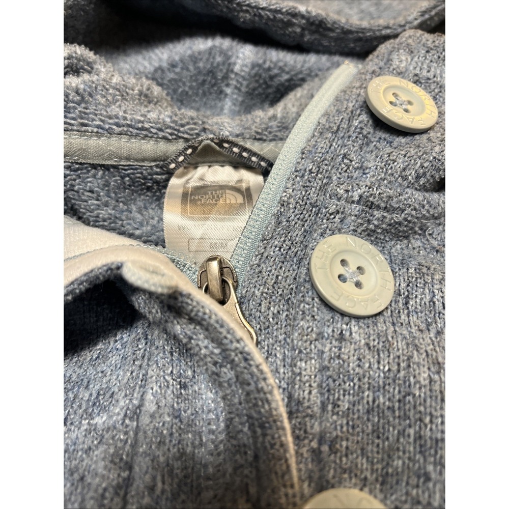 The North Face Hoodie Womens Medium Blue/Gray Crescent Sunset Fleece Pullover - Picture 2 of 7